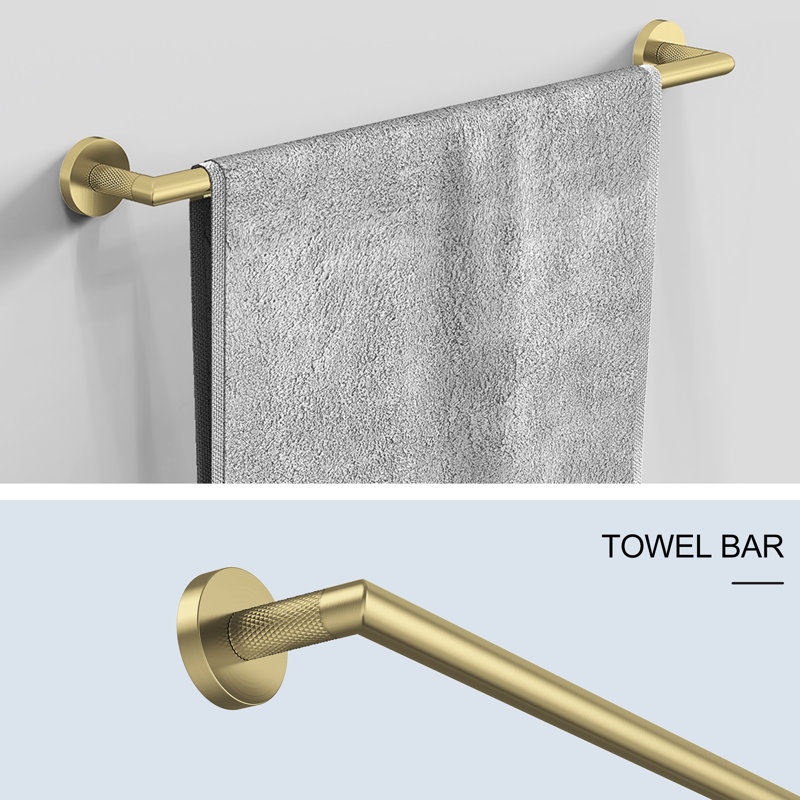 Fresco Brushed Gold 4 pieces Decorative Bathroom Hardware sets, Brushed Gold