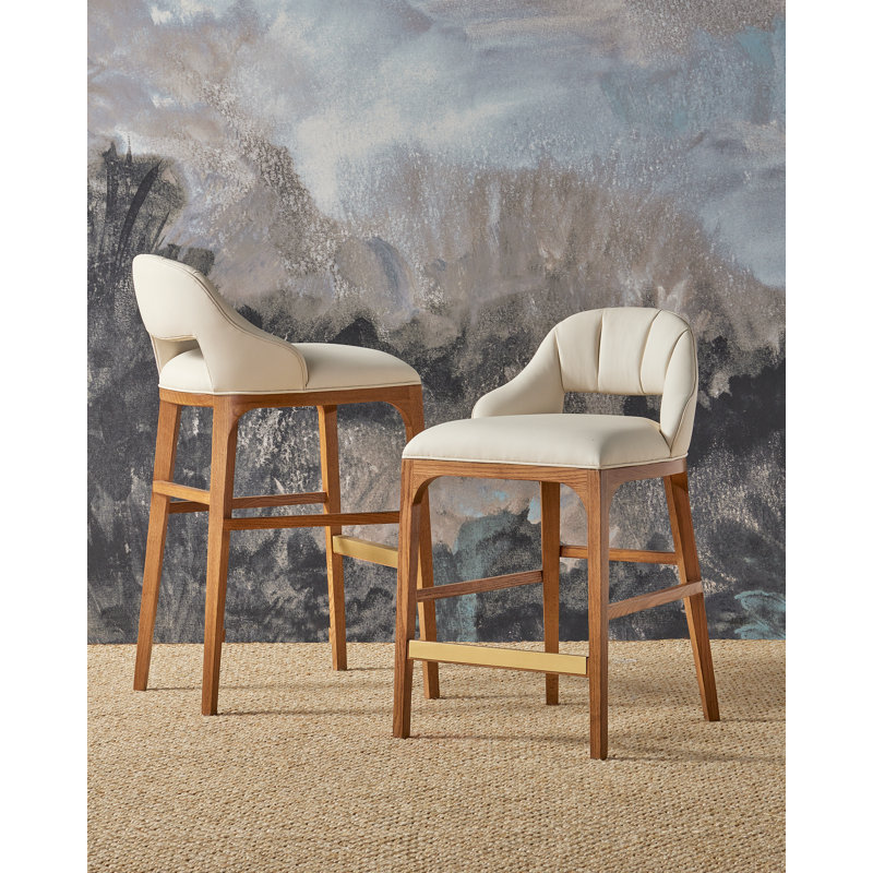 Inga Upholstered Stool with Solid Wood Frame, Counter Stool (26" Seat Height)