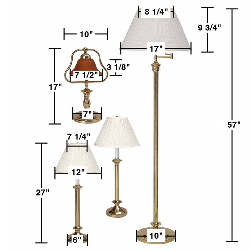 Ensemble de lampes de table et sur pied 4 pièces Oconto