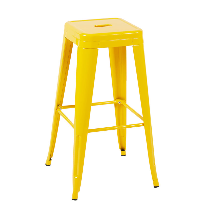 Tabourets de bar en métal jaunes, hauteur de comptoir 76 cm (30 pouces), sans dossier, ensemble de 4, non empilables, peu encombrants, faciles à assembler, pour îlot de cuisine, bar, salle à manger, imperméables et résistants aux charges lourdes, structure antirouille.