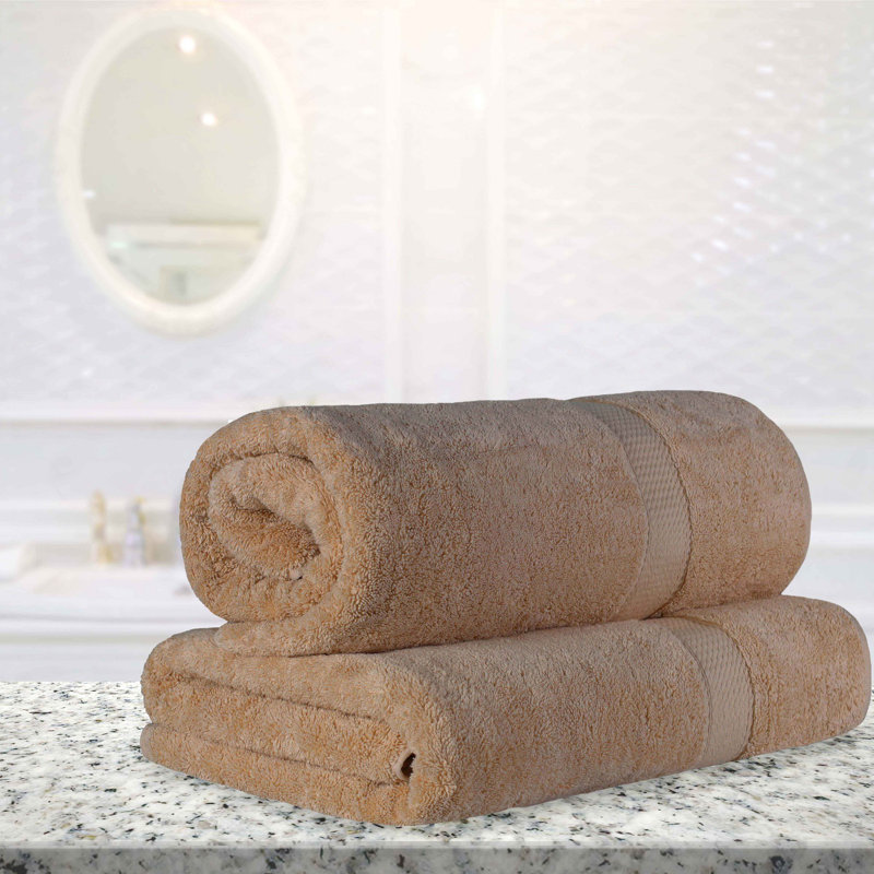 Renata 2 Piece 800 GSM Certified Egyptian Cotton Bath Sheet Set , Latte