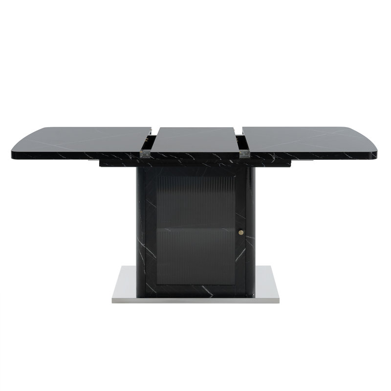 47.24"-63"Modern Rectangle Dining Table(Only Table), Black