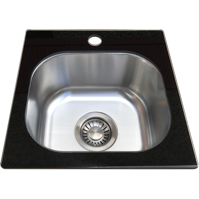 15" Black Glass, Bar Sink, Topmount