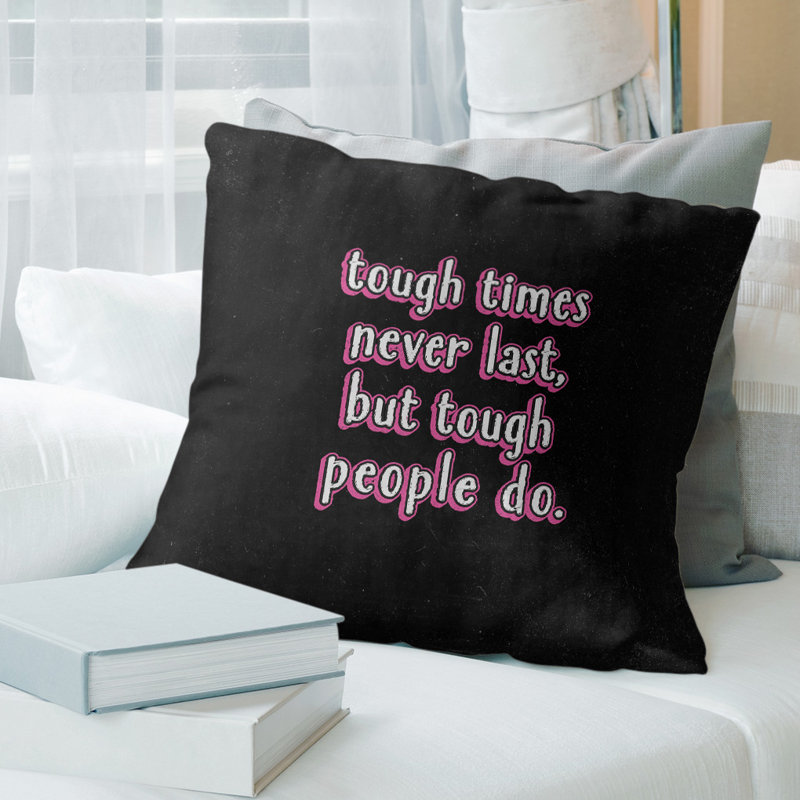 Coussin robuste times, 20 po x 20 po, Noir / Rose