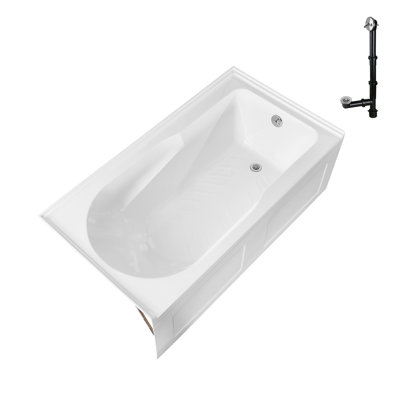 Streamline 60 in. x 32 in. Acrylic Right-Hand Drain Alcove Bathtub in Glossy White With External Drain
