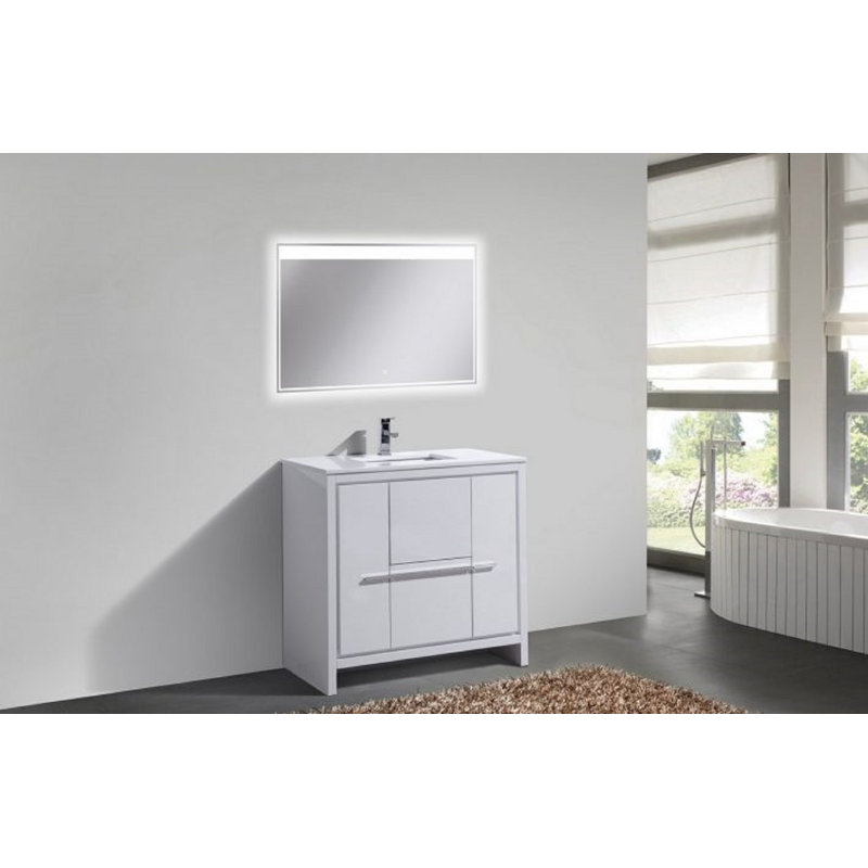 Ensemble de meuble-lavabo simple pour la salle de bain Meraris, Blanc lustré
