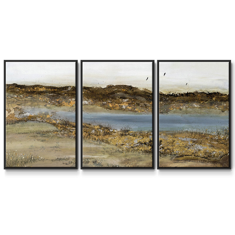 " Retreating Within " 3 - Pieces, 24" H x 48" W x 2" D, Black
