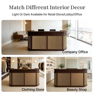 Elegant Vintage Rattan Reception Desk With Secure Storage And Noise-Reducing Features