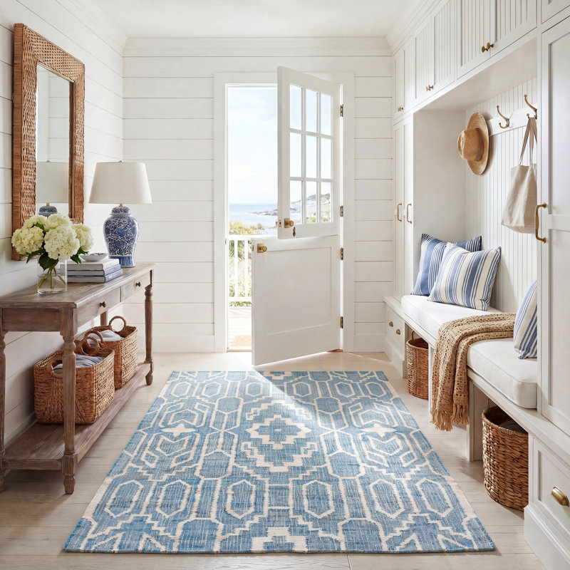 Natural Fiber Flat Weave Jute Southwestern Rug, Rectangle 5' x 8'