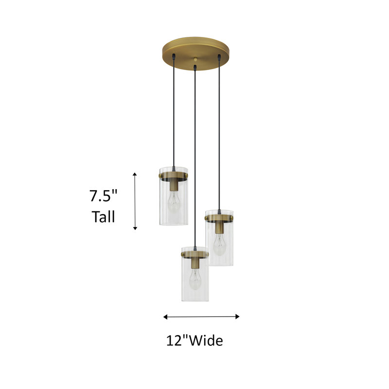 Luminaire suspendu cylindrique à 3 lumières Bandana