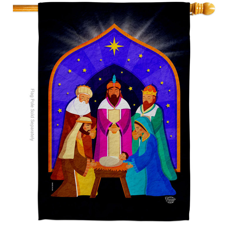 Drapeau de maison en polyester 3 côtés 40 x 28 po 3 côtés Wise Kings