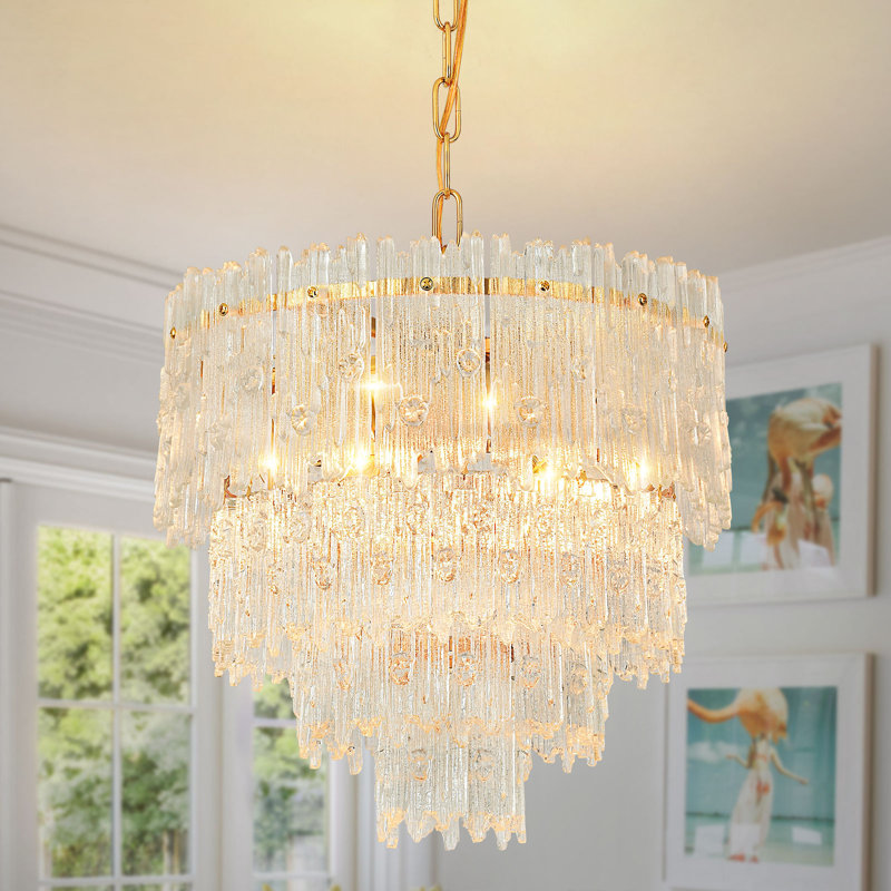 Empire Chandelier with Crystal Accents, 39cm H x 38cm W x 38cm D