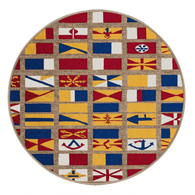 Washable Ships flags Nautical Area Rug