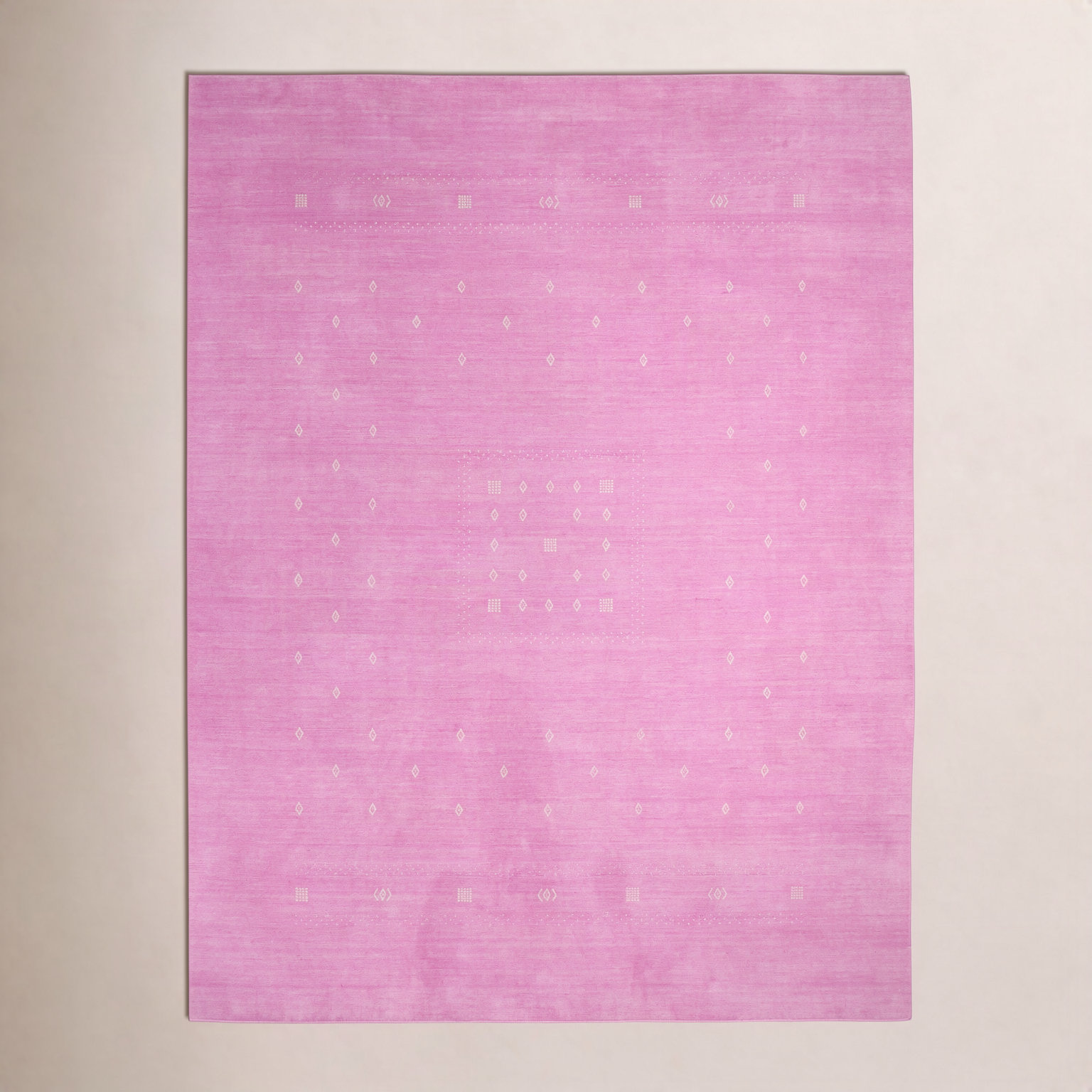 Simi Hand-Woven Geometric Cotton Wool Rug, Pink, Rectangle 5' x 8'