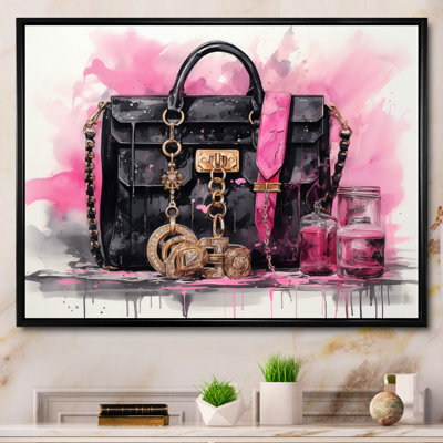 Deisgner Pink Bag Envy II - Fashion Framed Canvas Print Wall Art