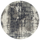 Earth Area Rug in Navy Blue/Charcoal/Ivory