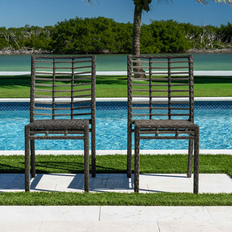 Graphite Grey Stacking Outdoor Dining Chair with Cushion