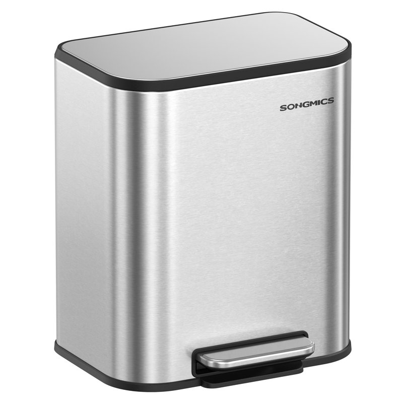 Poubelle à pédale en acier inoxydable résistante aux empreintes digitales, Argent, 5,2 gallons