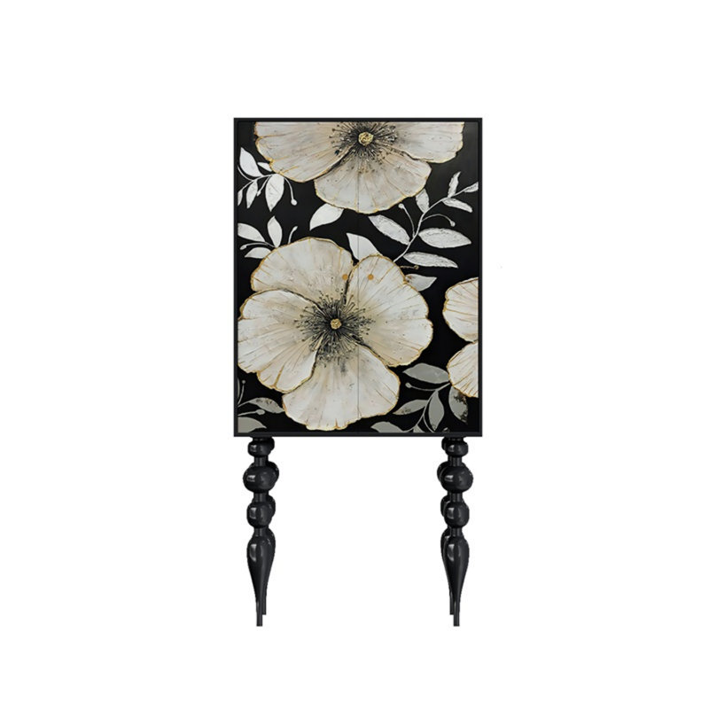 Armoire moderne à double porte minimaliste, Noir / blanc cassé