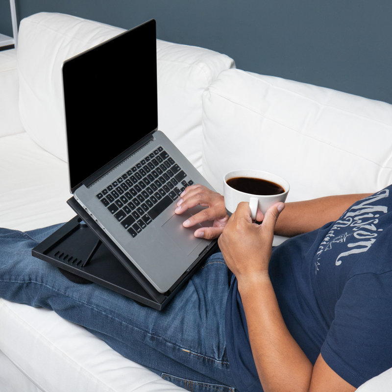 Black Adjustable Plastic Lap Desk with Cushions