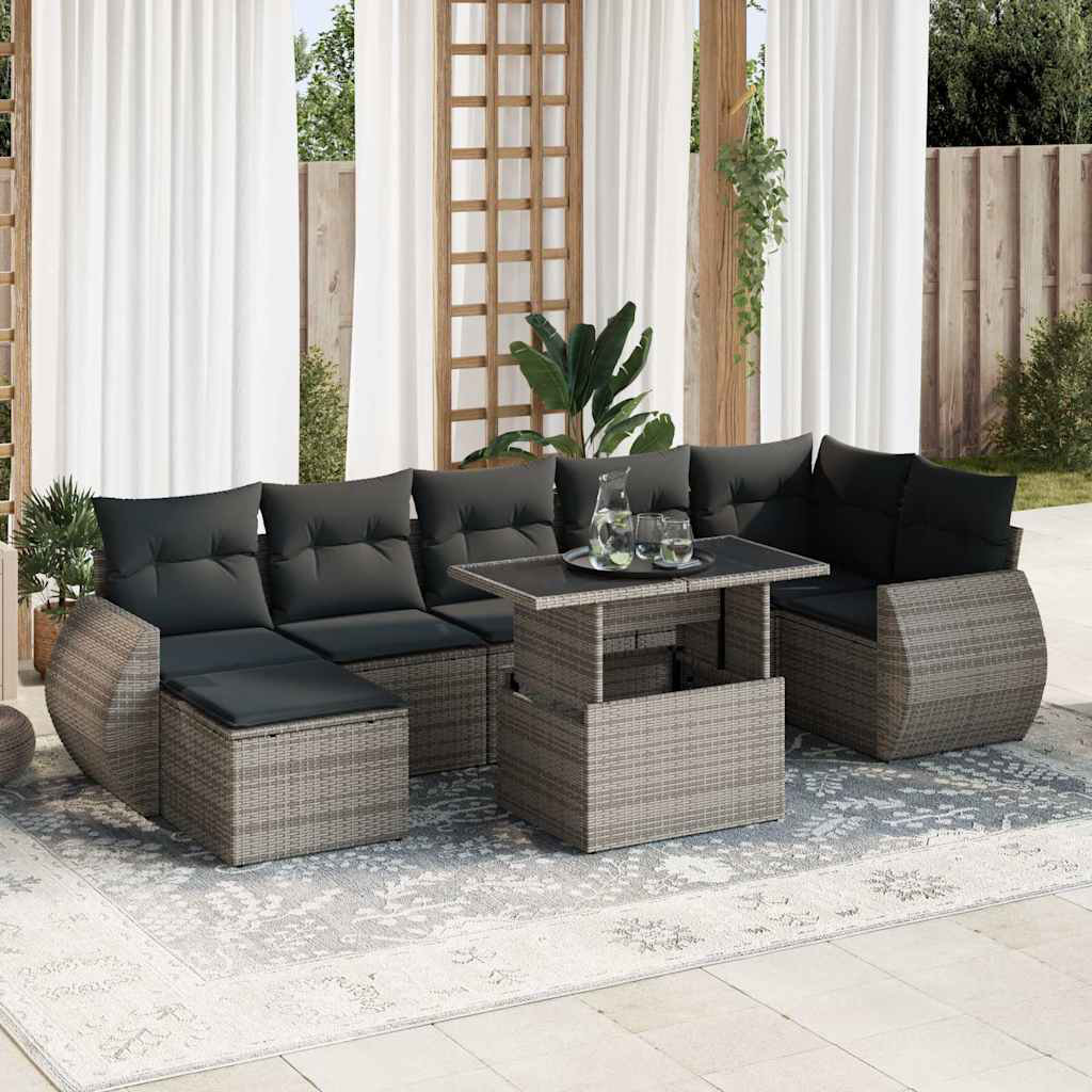 Vidaxl 8-Tlg. Garten-Sofagarnitur Mit Kissen Beige Poly Rattan