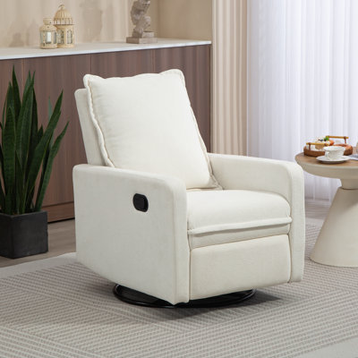 25.2'' Wide Modern Velvet Upholstered Swivel Rocker Manual Recliner