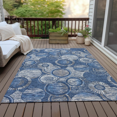 Machine Washable Indoor/Outdoor Husby ACN2206 Geometric Rug