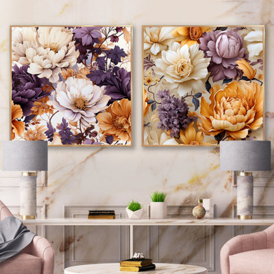 Celine - Ensemble de 2 collages carrés floraux