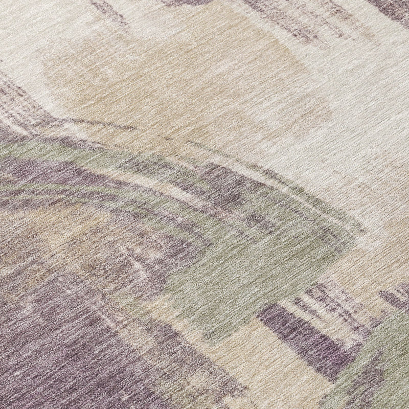 Tapis abstrait lavable à la machine intérieur / extérieur ACN2948, Prune, Tapis de couloir 2 pi 3 po x 7 pi 6 po
