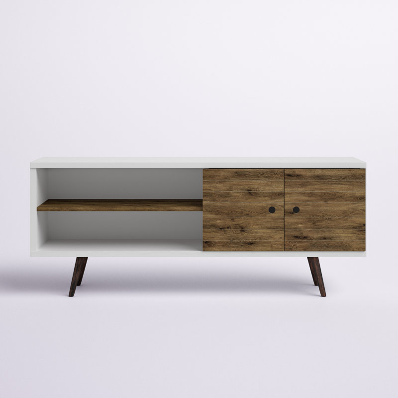 Darryl TV Stand for TVs up to 60", White/Rustic Brown