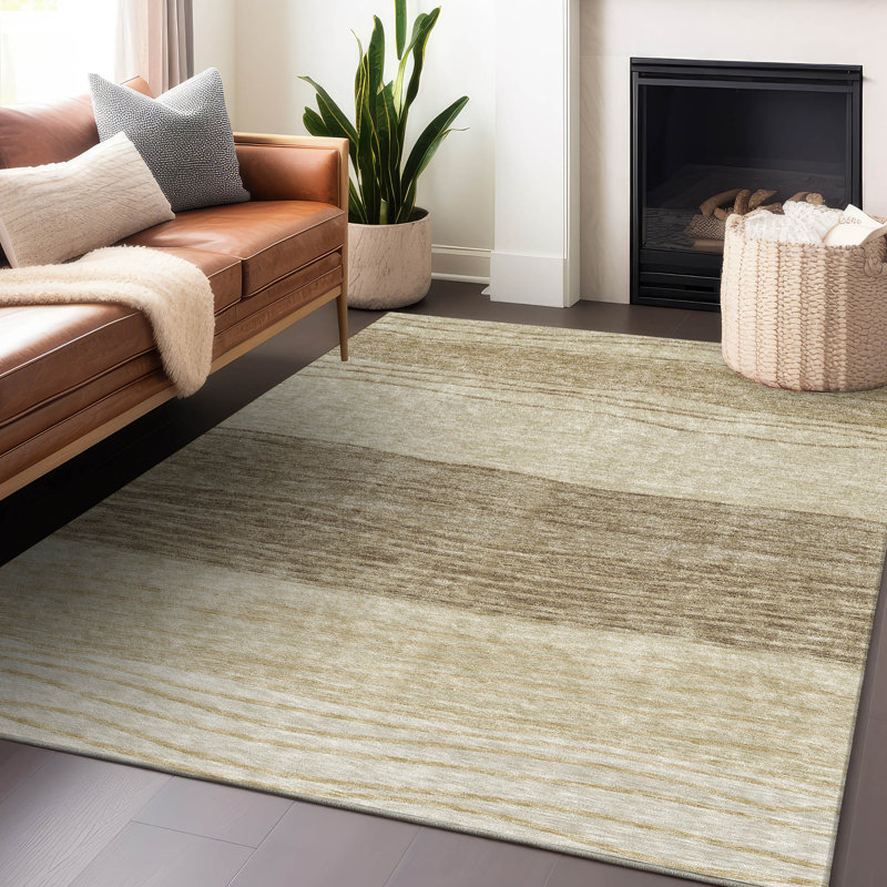 Tapis beige en tweedy lavable à la machine Premium, Rectangle 10 pi x 14 pi