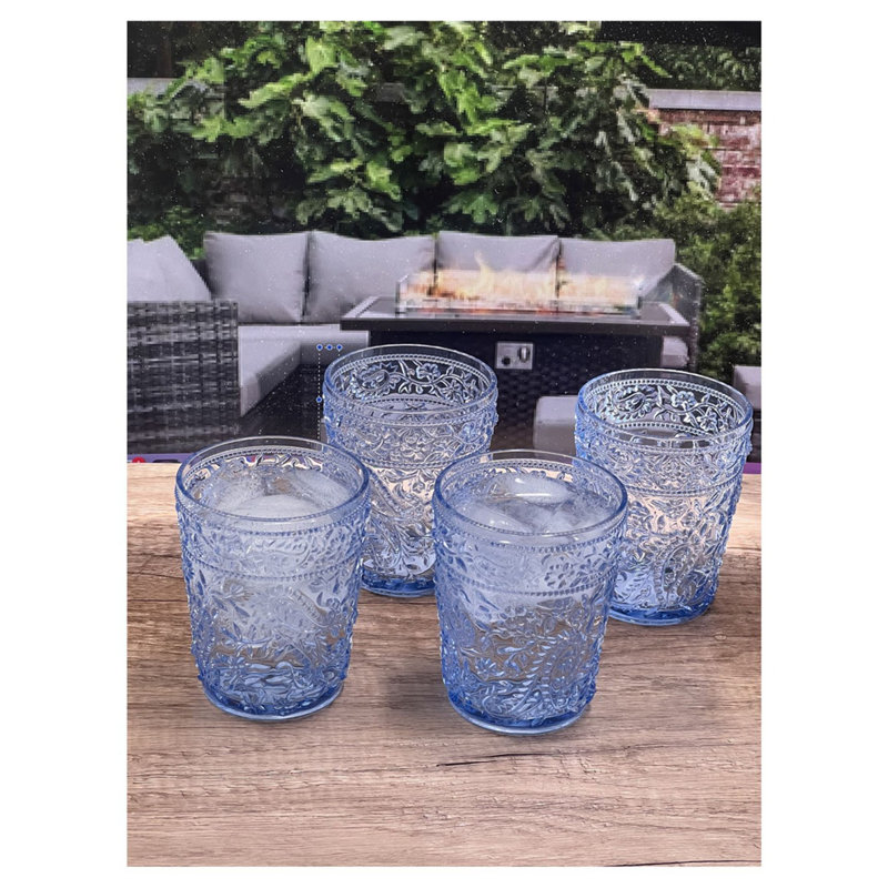 Verres à motif cachemire en acrylique, Bleu, 13 oz liq.