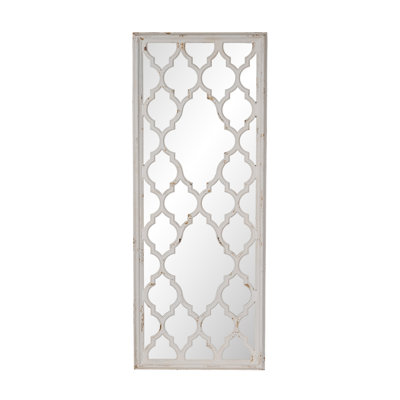 24" X 60" Distressed White Floor Mirror