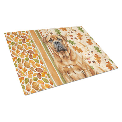 Red Bullmastiff Heirloom Fall Glass Cutting Board