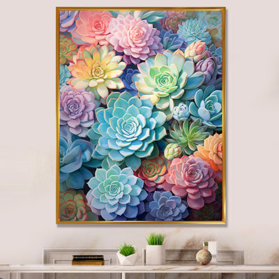 «Eugine Green Blue Succulents Succulent Dreams», reproduction sur toile