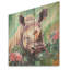 Rose et vert Rhino Paradise II - Rhinocéros sur bois-1789550592