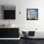 «Blue Floral Relax Bathroom Scene», art mural encadré noir sur toile flottante par Kim Allen-1192340573-1192340570