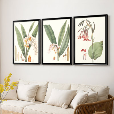 Soft Tropical I  -Custom Framed  Wrapped Gallery Canvas - 3 Pieces