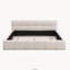 Lit Queen élégant en chenille beige à motif damier, beige-428346711