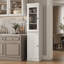 Armoire de cuisine 100% en bois massif, grand rangement modulaire autoportant avec portes en verre et shaker, tablettes réglables, l 16,5 po x H 71,5 po-1869687286