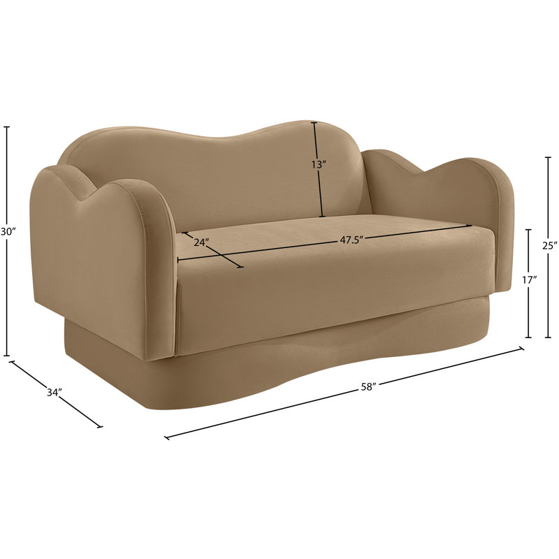 Causeuse Redwan, Velours brun clair