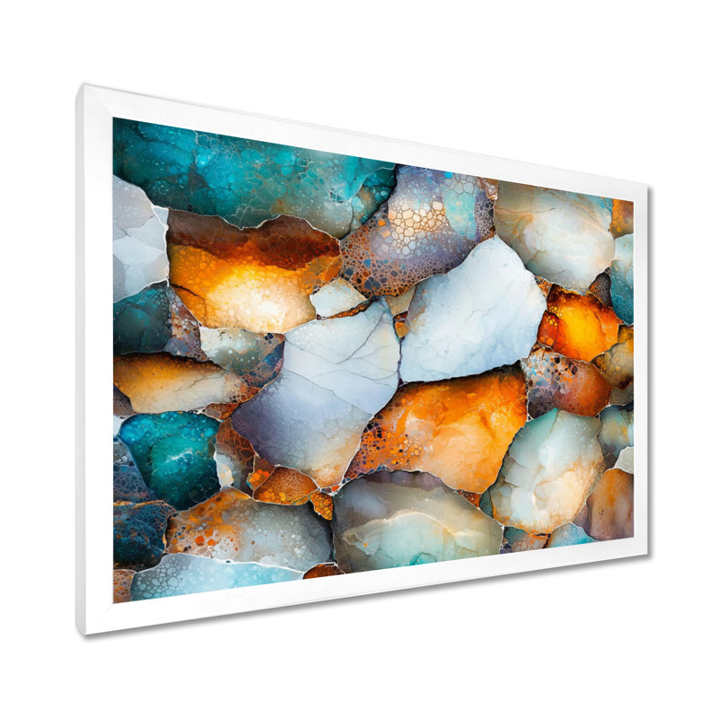 Mosaïque de marbre, art mural II, Reproduction encadrée d'une seule photo sans pass, H 24 po x l 32 po, Blanc
