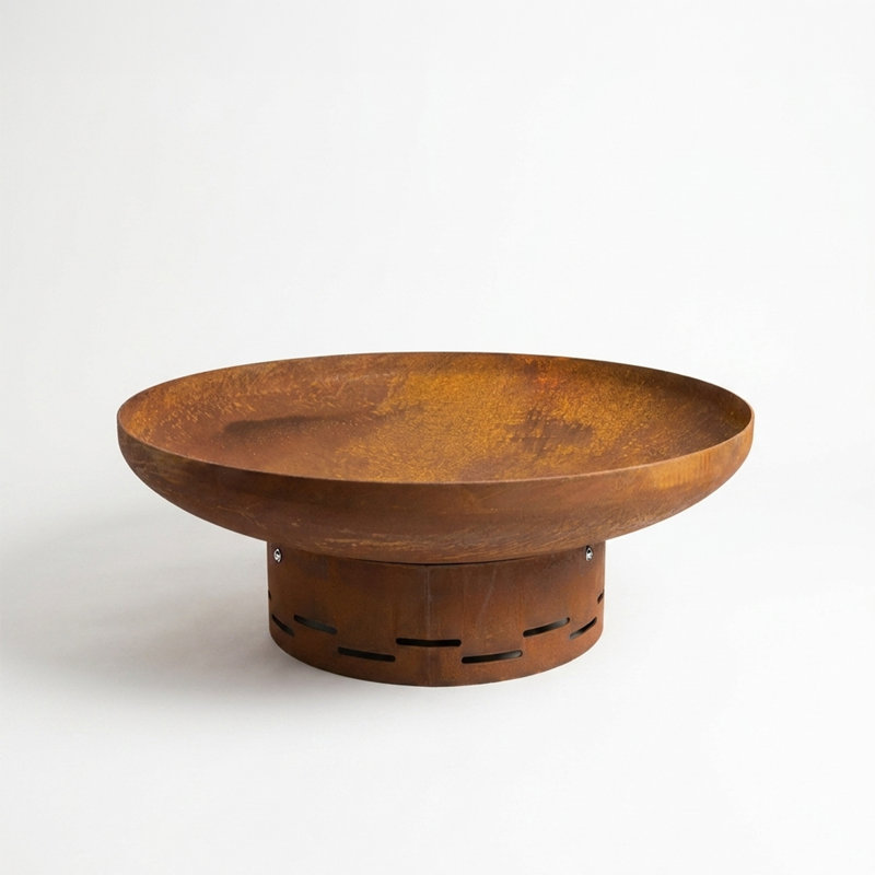 Round Wood Burning Smokeless Fire Pit, 25.5cm H x 70cm W x 70cm D