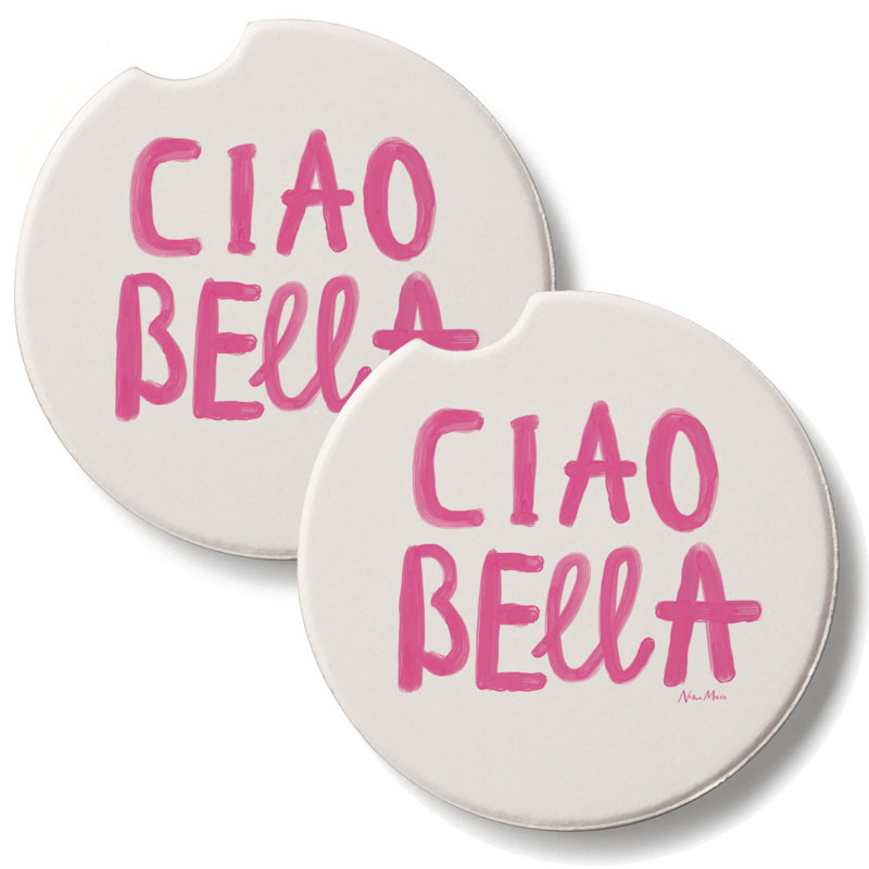 Paquet de 2 sous-verres de voiture en pierre absorbante Ciao Bella