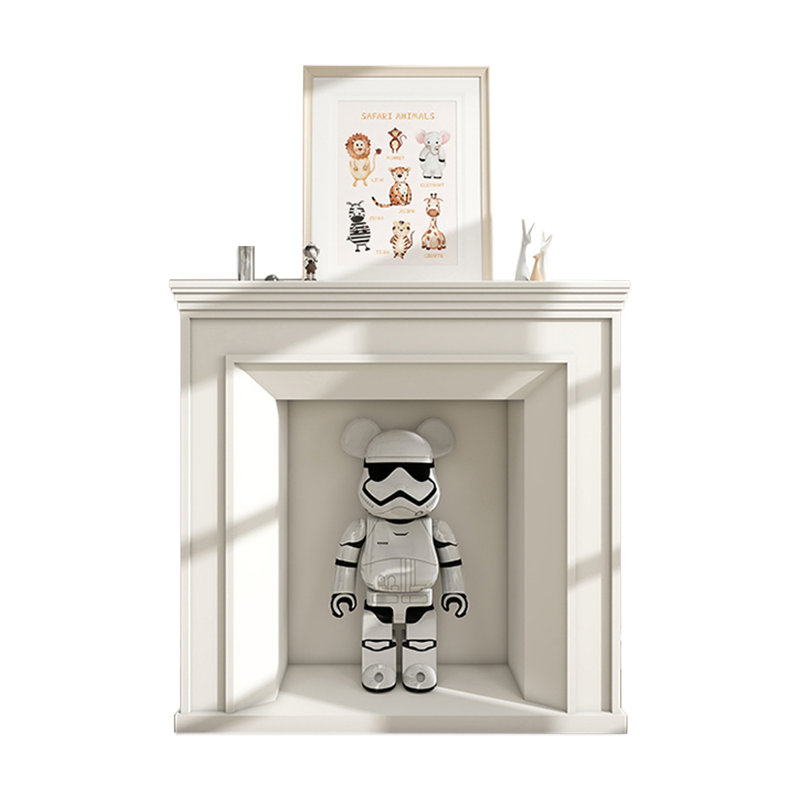 Foyer autoportant en bois massif blanc, H 39,37 po x l 39,37 po x P 13,78 po