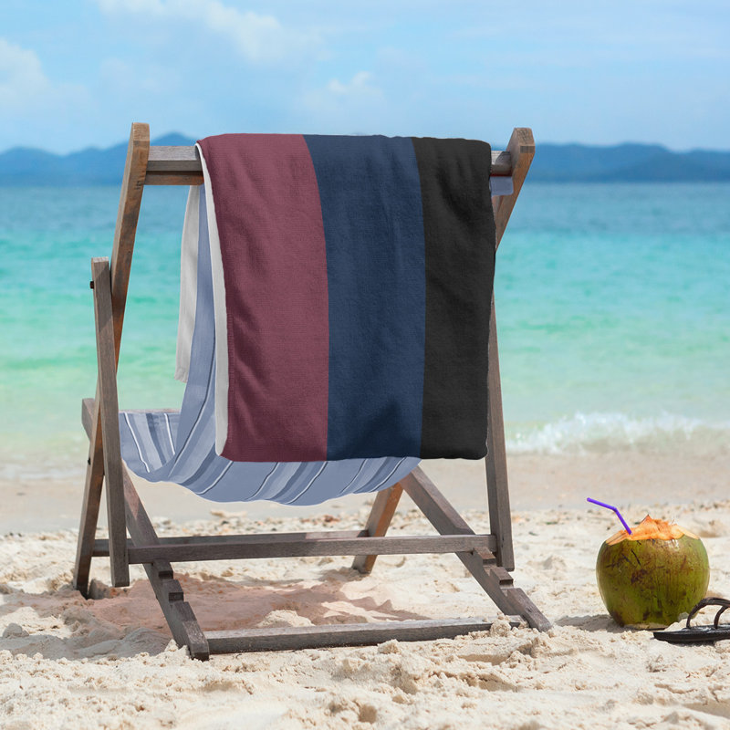 Lightweight Beach Towel, Wine/Navy Blue/Black