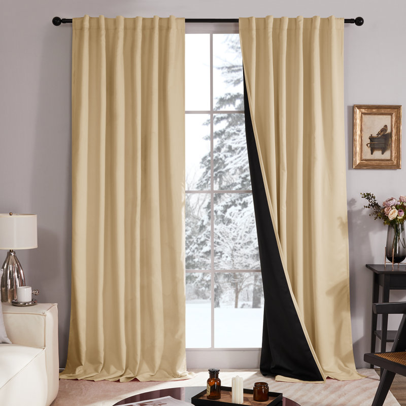 Andrijana Blackout Curtain Pair, 52" W x 84" L, Burlywood