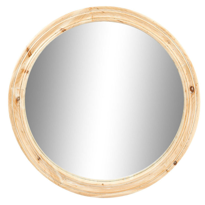 Broussard Wood Round Wall Mirror, 78cm H x 68cm W x 9cm D