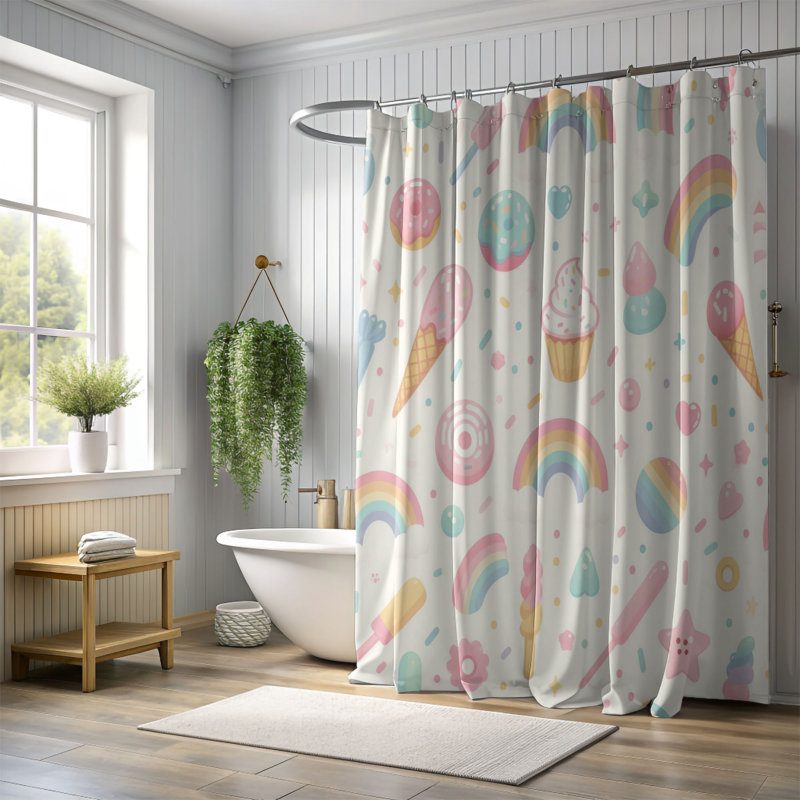 Rideau de douche 1 pièce Sprinkle Magic, H 74 po x l 71 po