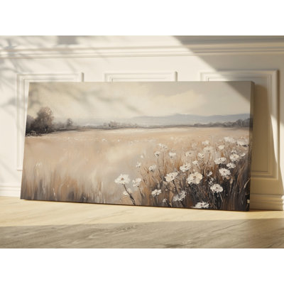 «Rustic Countryside Landscape, Wildflowers», art mural sur toile